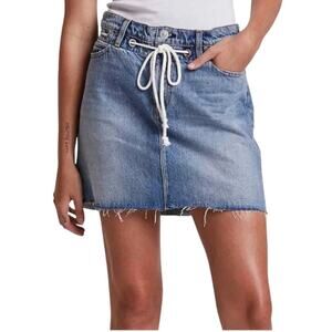 Hudson Jeans Frayed Hem Denim Mini Skirt Rope Belt NEW Size 26